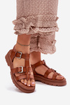 Ladies Eco Leather Sandals With Buckles Camel Jeneliena