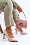 Classic Pumps On A Decorative Heel Beige Elizabeth 