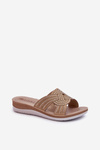 Comfortable women's flip-flops with zircons Inblu BV000037 beige