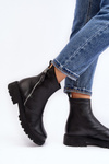 Women's Leather Ankle Boots with Flat Heel Laura Messi 2620/975 Black