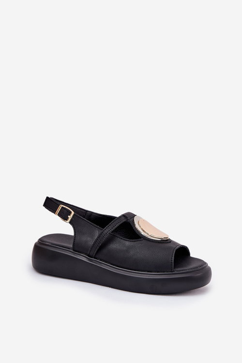 Leather Elegant Women's Sandals S.Barski GR51-603 Black