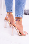 Lu Boo Transparent Sandals Golden Pink Mirage