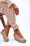 Suede Wedge Sandals Beige Elsie