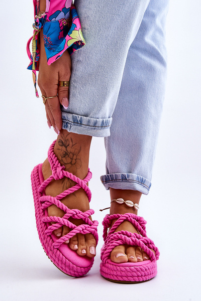 Women's Fashionable Braided Sandals Fuchsia Tiffanie