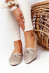 Openwork Loafers On Gold Heels Vinceza 21-10602 Gold