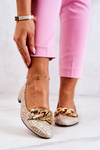 Leather Laquered Snakeskin Pumps Beige Elissabeth