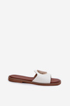 Eco-leather slippers on flat heel with decoration white Tatereia