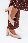 Heels With Decorative Buckle Beige Seriva