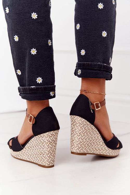 Wedge Sandals With Braids Black Lobos