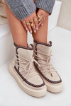 Women's Snow Boots With Embroidery On Platform Light Beige Naleris
