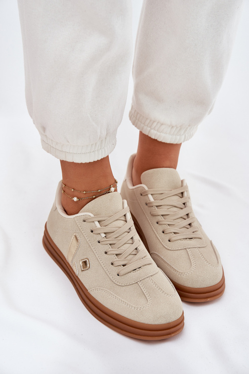 Eko Zamszowe Niskie Sneakersy Beżowe Micca