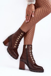 Heeled Lace-Up Boots Brown Lathia