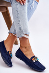 Women's Suede Loafers With Crystals navy blue Lucille