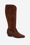 Cowboy Boots Made of Natural Suede Lined Zazoo 4225 Brown