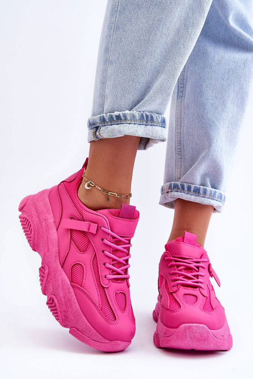 Sneakersy Damskie Masywna Platforma Fuksja Agnenia WX-92