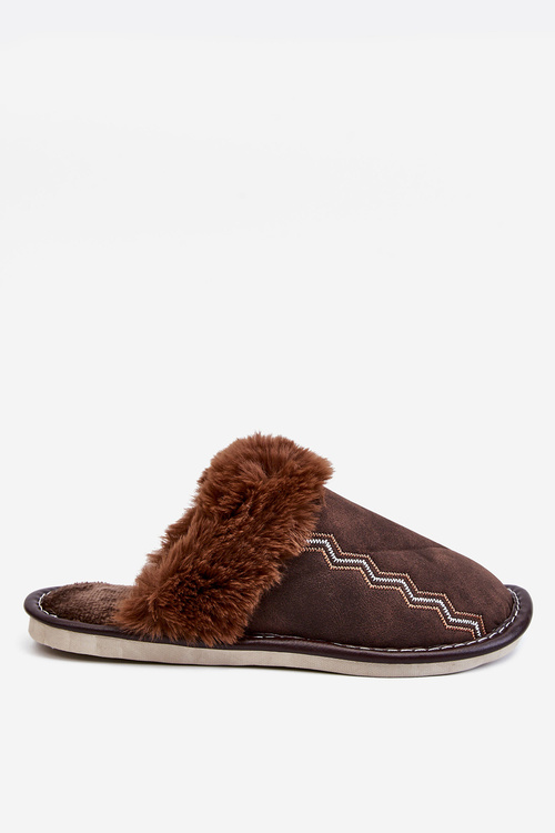 Men's Warm Slippers With Fur Brown Aron