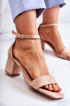 Fashionable Suede Sandals On A Bar Beige Rovena