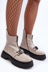 Women's Glossy Zip-up Boots D&A MR870-94 Light gray