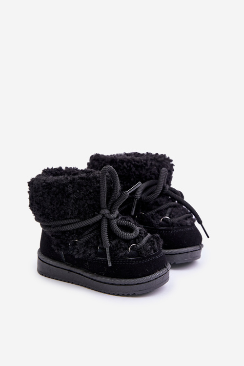 Warm Children's Lace-up Snow Boots Black Asija