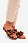 Flat Women's Slippers With Bow Leopard Brown Tobin