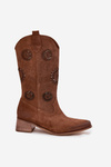 Open Women's Boots Made of Natural Suede on Block Zazoo 3793 Brown
