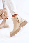 Women's Leather Boots With A Decorative Zipper Light Beige Lorra