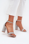 Shiny Women's Heeled Sandals Silver Kavina