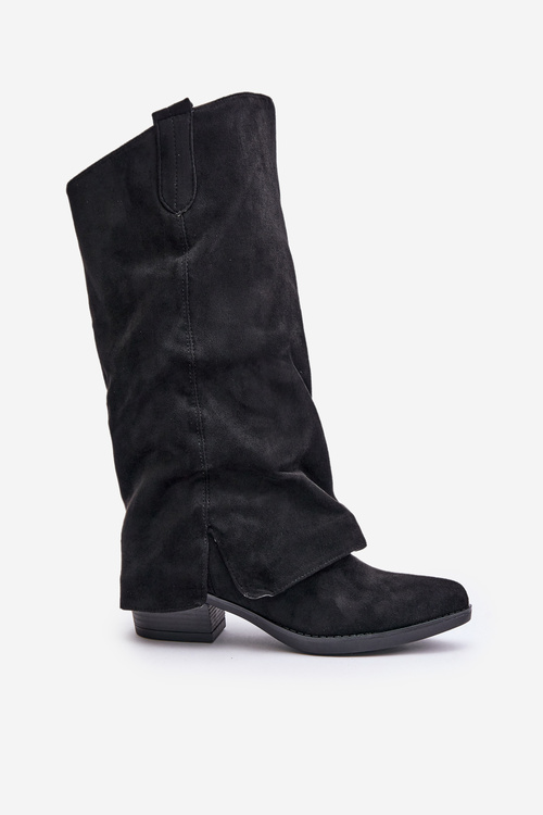 Women's Low Heeled Boots With Turned Shaft Black Stinova