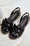 Leather Sandals On Flat Heel Zazoo 40425 Black