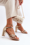 Sandały Obcas Słupek Złote Pyrrette 24SD98-6765