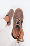 Damskie Sneakersy Zamszowe Ciemnobeżowe Vinceza 79557