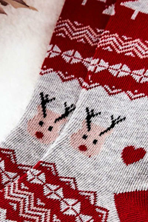 Socks Christmas pattern Red and Grey