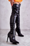 High Leather Boots On A Stiletto Heel Black Skyler 