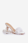 High Heel Sandals With Feathers White Emilettra