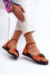 Women's Flat Sandals With Chain Vinceza 17320 Orange