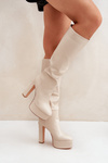 Heeled And Platform Boots Made Of Eco Leather Light Beige Felilorn