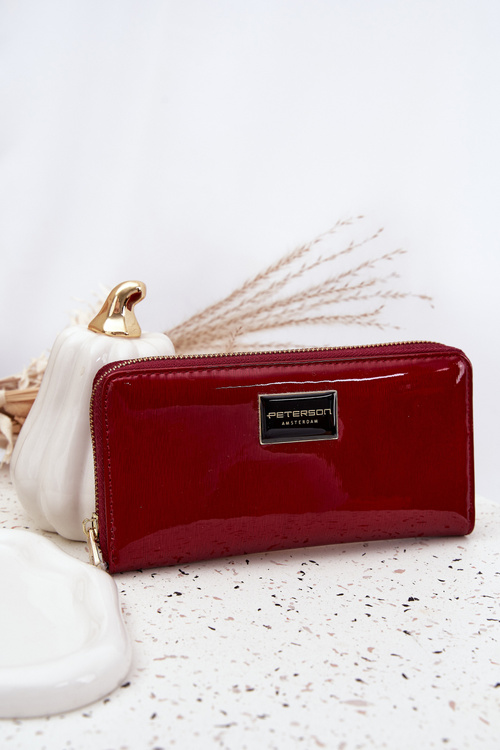 Lacquered Women's Wallet Made of Eco Leather Red Phelina