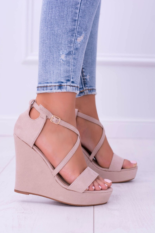 Women's Beige Suede Sandals On Anchor Eline