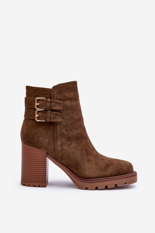 Heeled Suede Boots Olive Makeline