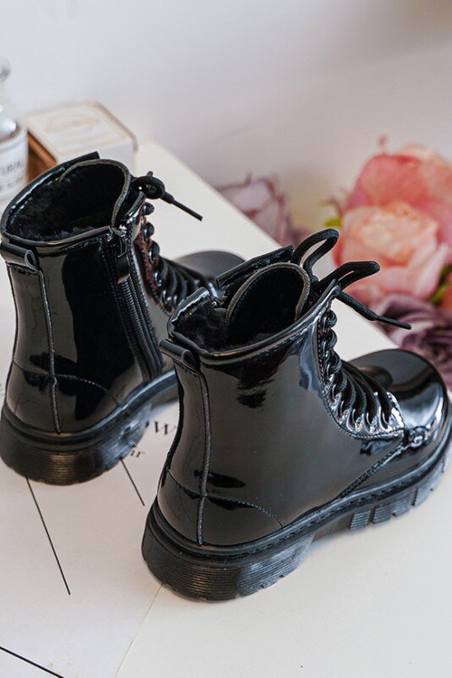 Children's Boots Laquered With Zipper Black Tibbie