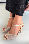 Women's High Heel Sandals with Gold Embellishment Peloria