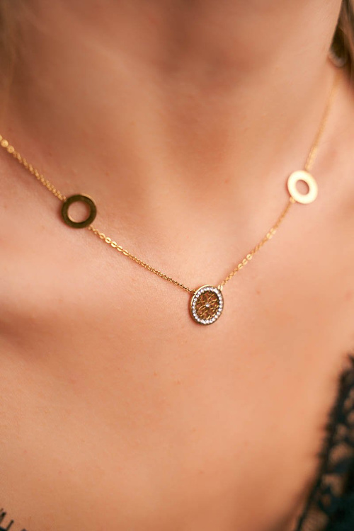Women's Gold Oriental Necklace Circle Viola