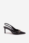 Lacquered High Heels With Gold Buckle Black Vivae