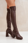 Fitted knee-high heeled boots dark brown Sanniraen