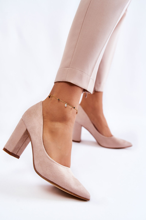 Classic Suede Pumps On A Heel Beige Kendra