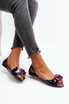 Women's Rubber Ballerina Flats with Flowers Black Junikla