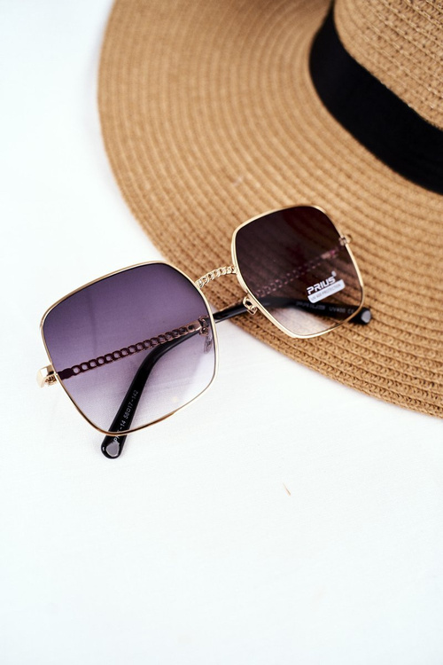 Gold Women's Sunglasses Prius PRE-14 Black Mirror Gradient