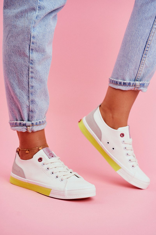 Women's Sneakers Cross Jeans White Yellow FF2R4042C