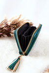 Quilted Wallet with Tassel Green