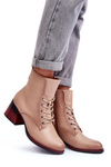 Leather Heeled Boots Beige Luloshe